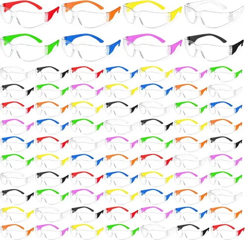 50 lentes de seguridad unisex a granel de 8 colores transparentes con ANSI Z87.1, resistentes a impactos y arañazos, lentes de sol de seguridad de