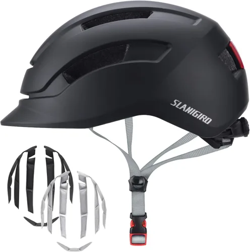Casco de bicicleta urbana para adultos - Sistema de ajuste ajustable y luz trasera integrada para hombres y mujeres