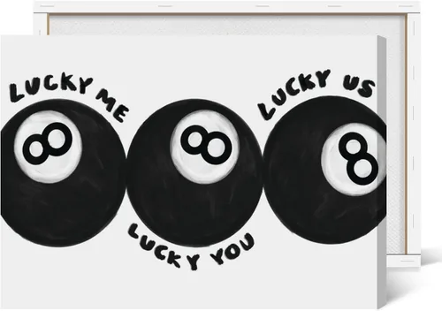 Miniatura 25 de Lucky Me Lucky You - Póster de 8 bolas en blanco y negro para decoración de habitación de niños, diseño retro inspirado en billar, decoración