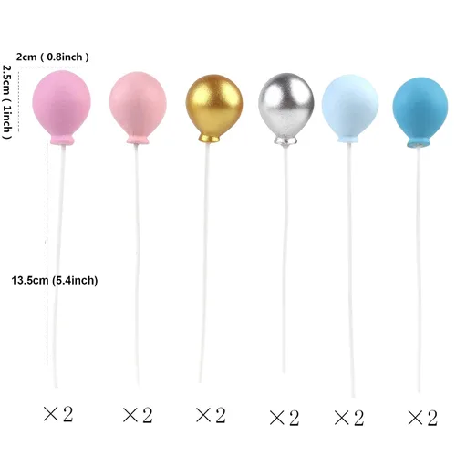 Miniatura 2 de Ercadio Paquete de 12 adornos de globos de resina redonda 3D para cupcakes para baby shower, niñas, niños, cumpleaños, boda, fiesta, suministros