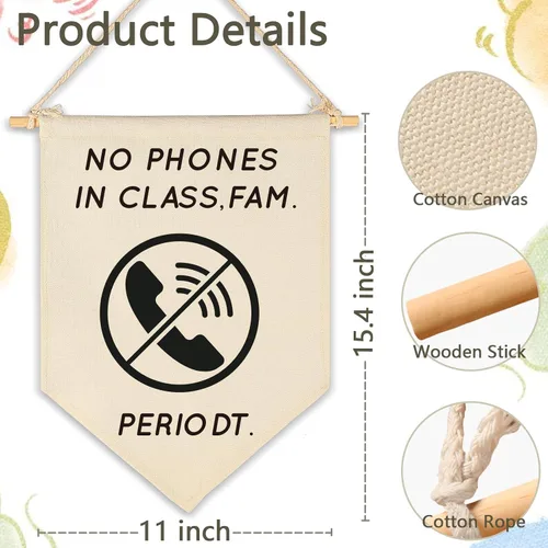 Miniatura 6 de Divertida pancarta de pared con reglas para el aula, regalo para profesores, decoración inspiradora de pared de regreso a clases, sin teléfonos
