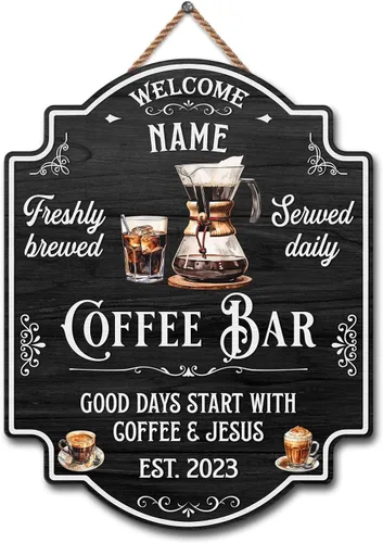 Miniatura 13 de Letrero de madera personalizado para barra de café, terapia en una taza tolerable a la gente, placa de pared para decoración de cocina, regalos