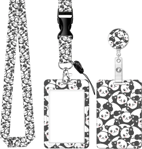 Portatarjetas de identificación con carrete retráctil y cordón, lindo cordón vertical con etiqueta de identificación para enfermera, médico, Lindo