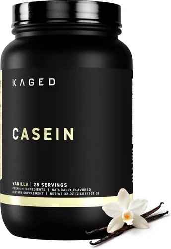 Kaged Proteína en polvo de caseína premium | Vainilla | Caseína micelar | Suplemento libre de sustancias prohibidas, desarrolla músculo, se recupera
