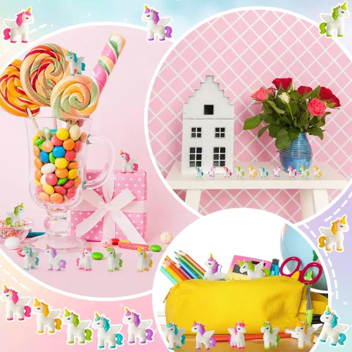 Miniatura 6 de Thyle 10 piezas de mini figuras de unicornio en miniatura para decoración de pasteles, figura de caballo volador para bricolaje, paisaje de musgo