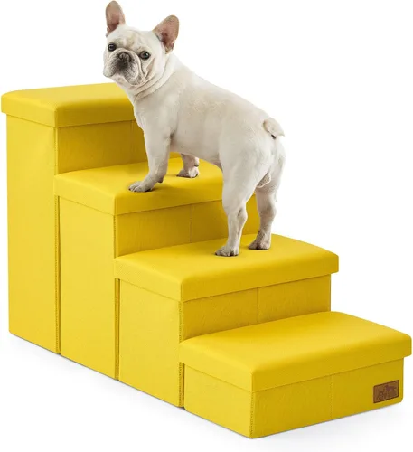 Miniatura 15 de Escaleras para perros con almacenamiento, escalones resistentes de 4 escalones más anchos para perros pequeños, medianos y grandes, rampa para Gris