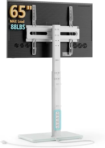 Miniatura 10 de AX WABER - Soporte de piso para TV con toma de corriente, soporte universal para TV de 27 a 65 pulgadas hasta 88 libras, giro de 70 grados, 9