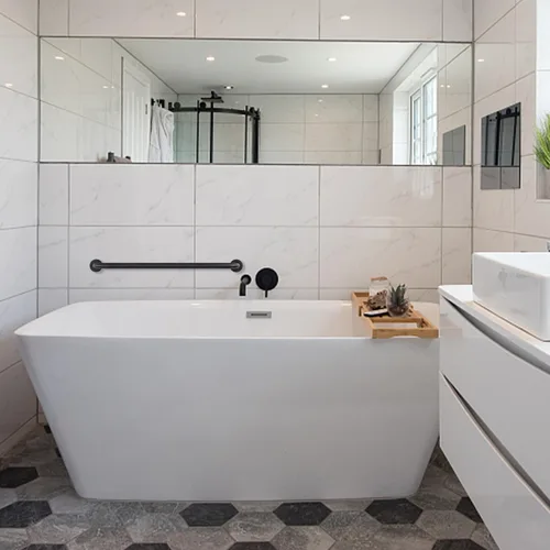 Miniatura 8 de supregear Barras de agarre para baño, barra de seguridad de ducha negra de 28 pulgadas de largo, mango antideslizante de acero inoxidable 201