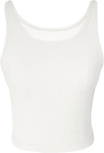 Miniatura 2 de tagunop Camiseta sin mangas para mujer, cuello redondo, básica, informal, acanalada, ajustada