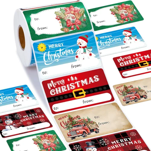 Miniatura 18 de Outus 500 Piezas Etiquetas de Navidad Autoadhesivas Etiquetas de Regalo para Regalos de Navidad Etiquetas de Nombre de Navidad Pegatinas para Papel
