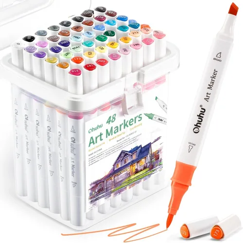 Ohuhu Marcadores de pincel a base de alcohol: marcador de dibujo de bocetos artísticos de doble punta para artistas, adultos, principiantes, para