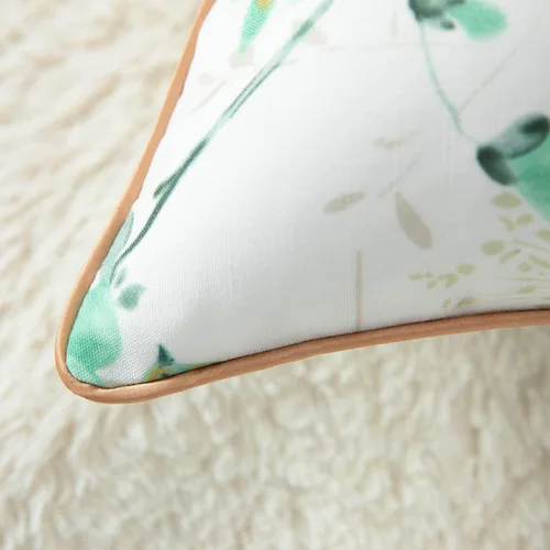 Miniatura 6 de VOGOL Juego de 2 fundas de almohada, 18 x 18 pulgadas, patrón de pájaros verdes, estampado de flores y pájaros verdes, fundas de cojín para cama