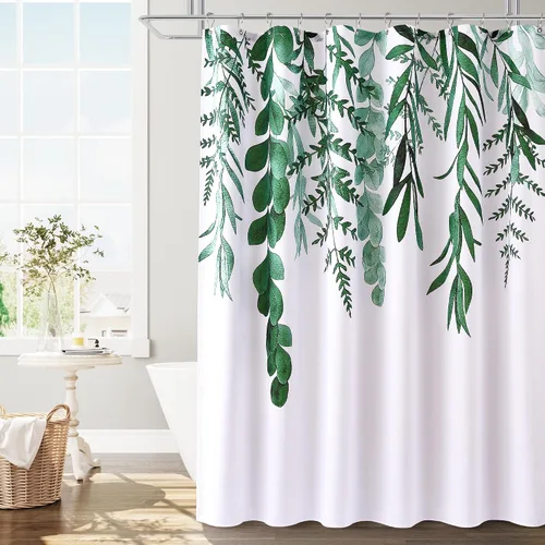 Miniatura 22 de BOODII Cortinas de ducha negras de 36 x 72 pulgadas, cortina de ducha de eucalipto de primavera para baño, cortina de baño con textura de flameado