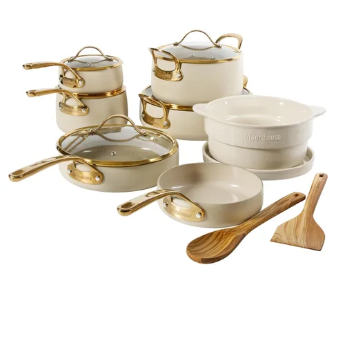 Miniatura 9 de Bloomhouse - Dos veces ganador de los Favoritos de Oprah - Sartén antiadherente de aluminio pesado de 6 QT Premium PFA libre con tapa para Crema