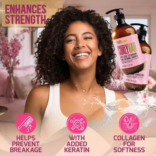 Miniatura 7 de Juego de champú y acondicionador para cabello rizado - Libre de sulfatos y seguro para el color - Para estilos ondulados, rizados, finos, negros
