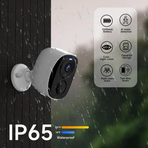 Miniatura 7 de Paquete de 4 cámaras de seguridad inalámbricas para exteriores 2.4G y 5G WIFI, cámara interior alimentada por batería 2K para seguridad del hogar
