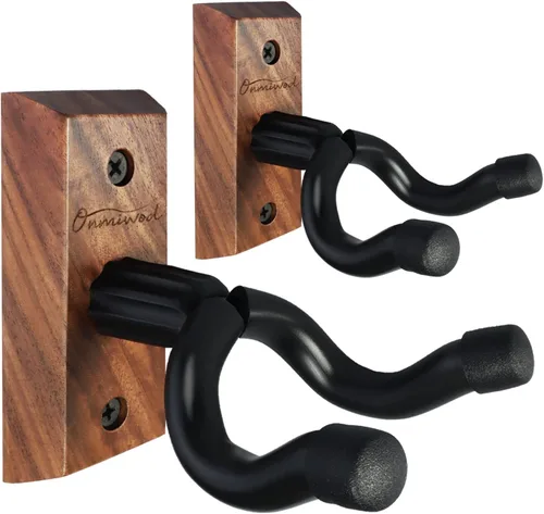 Soporte de pared para guitarra, 2 unidades, colgador de guitarra de madera de nogal negro, soporte de pared para guitarra en forma de U, soporte de