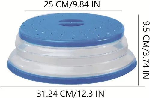 Miniatura 2 de Cubierta plegable para salpicaduras de microondas, apta para lavavajillas, cubierta para placa de microondas con ventilación de vapor, silicona