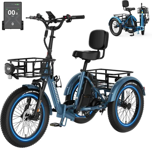 Miniatura 15 de MOONCOOL Electric Tricycle for Adults, 500W/750W Folding Electric Trike for Adults, 20"x3.0" Fat Tire 3 Wheel Electric Bike, Aluminum Frame