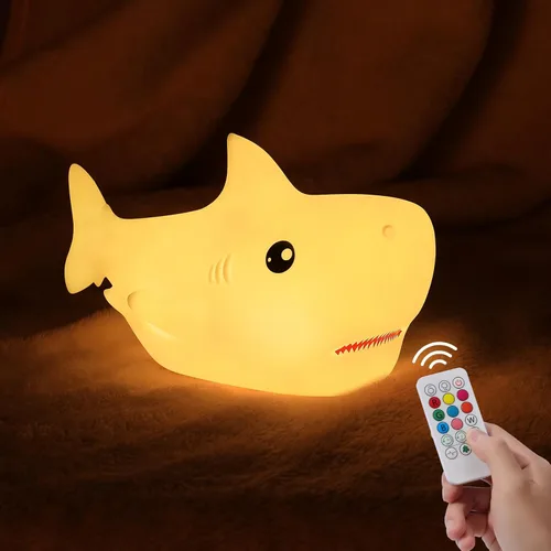 Miniatura 8 de ZKLiLi Luz nocturna de tiburón para niños, recargable y bonita lámpara suave para niños y niñas, regalos de Navidad, luces nocturnas para niños