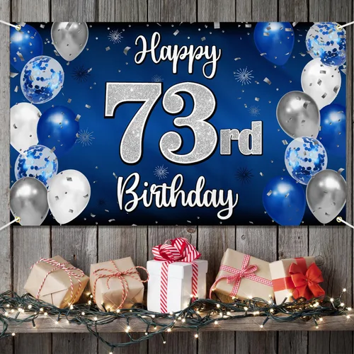 Miniatura 87 de Decoración de feliz cumpleaños 35, globo azul y plateado de 35 años, cartel grande de telón de fondo de cumpleaños, suministros para fiesta de 35th
