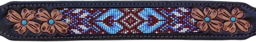 Miniatura 6 de Collar de cuero para perro, tamaño grande, estilo occidental, resistente, manual, ajustable, con cuentas y acolchado, suave para cachorros y perros