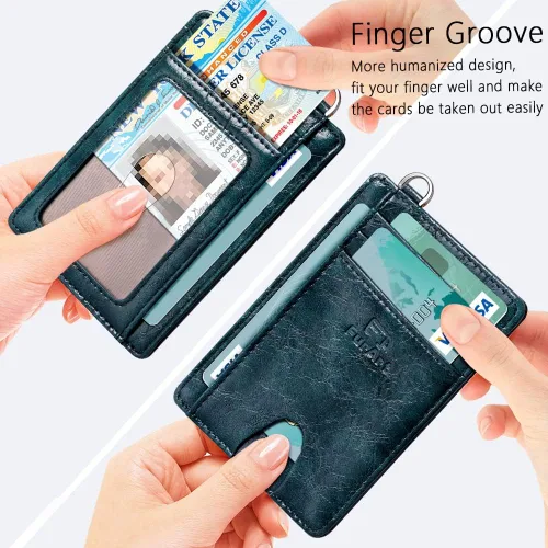 Miniatura 3 de FurArt - Cartera minimalista delgada con bolsillo frontal, bloqueo de identificación de radiofrecuencia (RFID), tarjetero, para hombres y mujeres