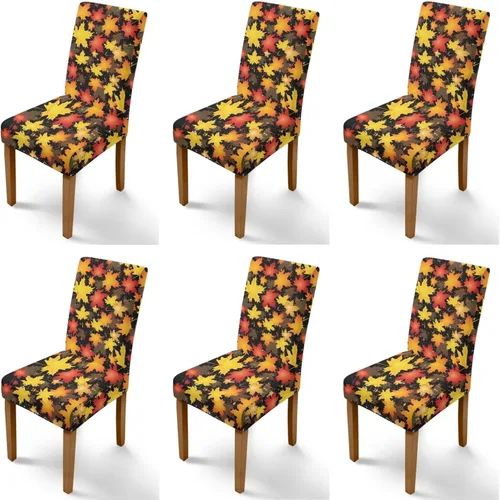 Miniatura 82 de Rnyleeg Thanksgiving Chair Covers for Living Room No Arms Turkey Pumpkin Stretch Dining Chair Covers Set of 6 Soft Washable Kitchen Chair Protector