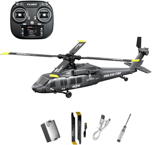 Miniatura 7 de Hanll Black Hawk K200 6CH Simulación Helicóptero RC con motor sin escobillas, flujo óptico y retención de altitud, vuelo invertido de una tecla