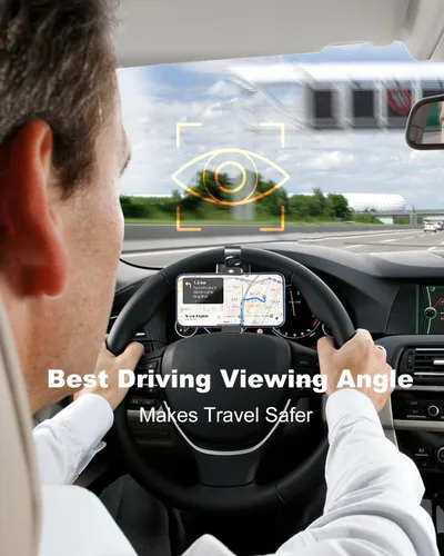 Miniatura 2 de Soporte de teléfono para volante para automóvil [nunca se cae] Ajuste de 360° Soporte de teléfono para volante para camioneta/Tesla/Pickup/carrito