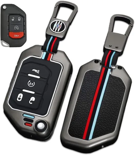 Miniatura 10 de Funda de aleación de zinc compatible con Wrangler JL JLU Gladiator JT Rubicon Remote Flip Key