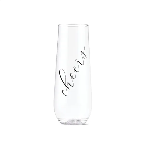 Miniatura 2 de TOSSWARE POP - Juego de 6 copas de champán con estampado de flauta clásica de 9 onzas, color negro, calidad premium, reciclables, irrompibles