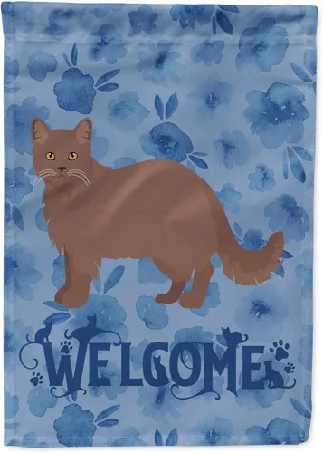 Miniatura 192 de Caroline's Treasures CK4813CHF - Bandera de bienvenida con gato abisinio azul, manga grande, para porche, para colgar en la pared, poliéster
