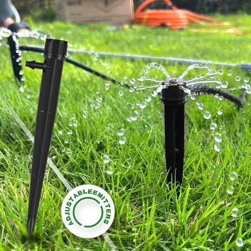 Miniatura 4 de Mudder 100 emisores de riego por goteo de 5.2 pulgadas para tubos de riego por goteo de 1/4 de pulgada ajustables de 360 grados con rociador