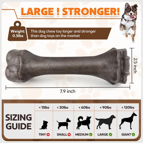 Miniatura 2 de Juguetes para perros para masticadores agresivos, juguete de huesos indestructibles para masticadores agresivos, juguete resistente para cachorros