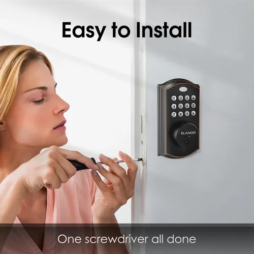 Miniatura 4 de Cerradura de Puerta de Entrada sin Llave - Cerradura Electrónica de Pestillo con Teclados, Bloqueo Automático, 50 Códigos de Usuario, Cerradura
