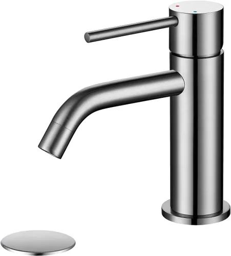 Miniatura 24 de Grifo de fregadero negro con ensamblaje de drenaje y líneas de suministro cUPC, grifos negros mate de acero inoxidable para fregadero de baño, grifo