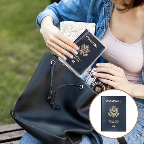 Miniatura 5 de 10 fundas transparentes para pasaporte, funda transparente para pasaporte, protector de pasaporte de plástico para hombres y mujeres, soporte