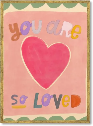 Lienzo enmarcado en oro con texto en inglés «You Are So Loved para cuarto de niños» de pared con texto en inglés «You Are So Loved» («You Are So