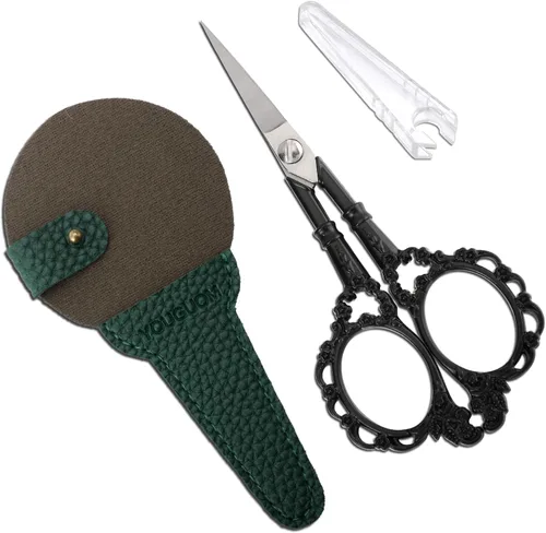 YOUGUOM Tijeras pequeñas de costura, tijeras de ganchillo para tejer con estuche para manualidades con punta de aguja, tijeras de bordado pequeñas