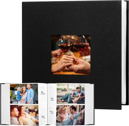 Miniatura 10 de Álbum de Fotos 4x6 360 Fotos con Espacio para Escribir Cubierta de Cuero con Ventana Frontal, Álbum de Imágenes 360 Fotos Libro de Álbum de Fotos
