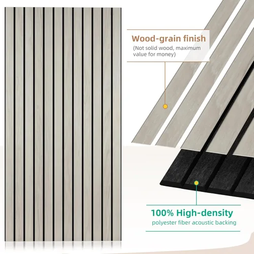 Miniatura 2 de Paquete de 4 paneles acústicos grandes de 47.2"x23.6", panel acústico decorativo de pared, panel a prueba de sonido con acabado de grano de madera