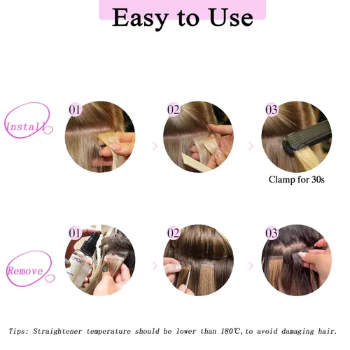 Miniatura 6 de Extensiones de cabello con cinta, 22 pulgadas, extensiones de cabello humano real color negro azabache, 1.76 oz, 20 unidades, extensiones de cabello