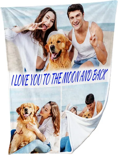 Miniatura 25 de Manta personalizada para parejas con collage de fotos, manta personalizada para parejas, súper suave y acogedora para regalos del día de San