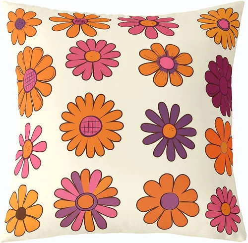 Miniatura 17 de Erosebridal Groovy Flower Power - Funda de almohada de 16 x 16 pulgadas, bonita funda de almohada floral bohemia de los años 60S y 70S, funda