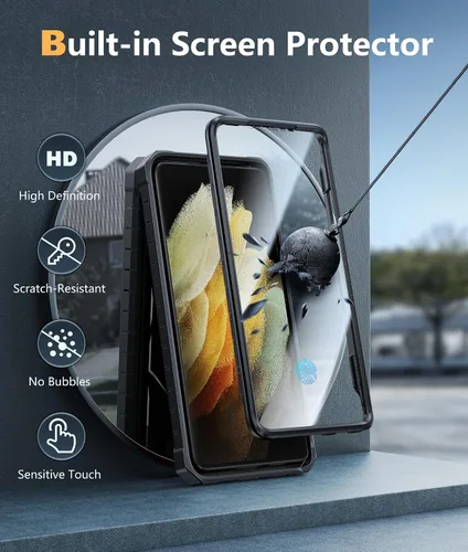 Miniatura 3 de FNTCASE Funda para Samsung Galaxy S21-Ultra: funda resistente de grado militar para teléfono celular con soporte Protección de TPU a prueba