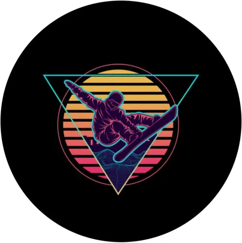 Miniatura 3 de Retro Futuristic Snowboarder Synthwave Snowboarding PopSockets Adhesive PopGrip