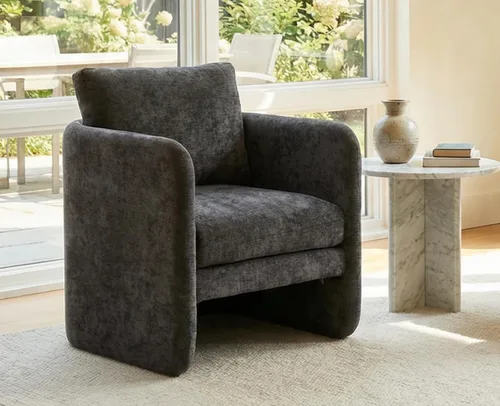 EALSON Silla decorativa moderna tapizada, sillón de barril de mediados de siglo con cojín acolchado, cómoda silla de lectura para sala de