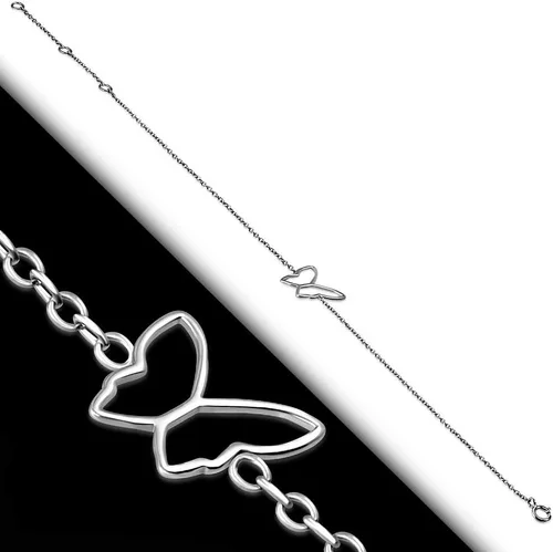 Miniatura 2 de My Daily Styles Tobillera de mariposa de plata de ley 925, 11", Plata Esterlina