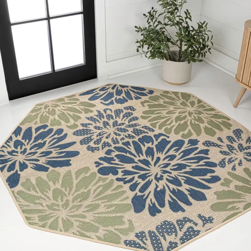 Miniatura 19 de JONATHAN Y Alfombra Corredor de Tejido Texturizado Floral para Interiores y Exteriores 2X8 Marrón/Crema, Zinnia Moderna para Patio Trasero, Patio
